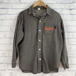 Harley Davidson Shirt Women's Medium (12-14) Black Denim Long Sleeve Motorcycles